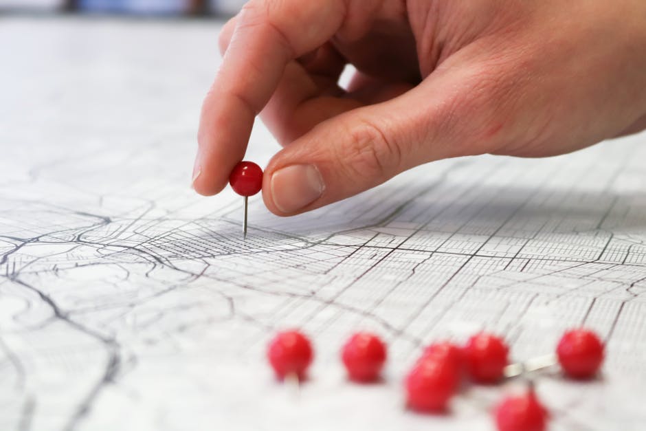 City map showing Bluetooth beacons and sensor coverage