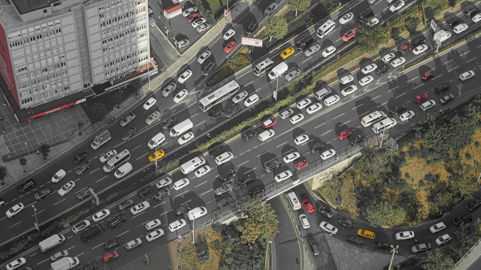 Şehrin trafik yoğunluğu ve rota optimizasyonu haritası görüntüsü
